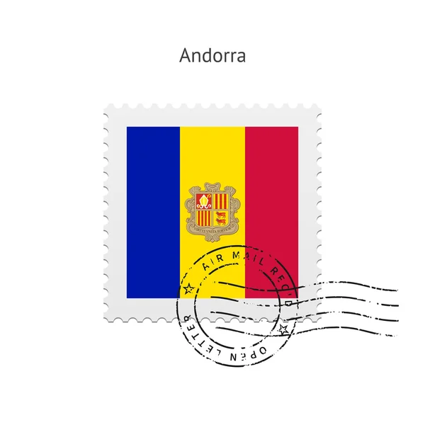Andorra flagga frimärke. — Stock vektor