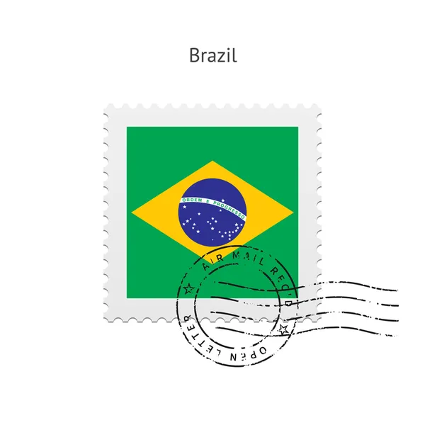 Bandera de Brasil Sello postal . — Archivo Imágenes Vectoriales