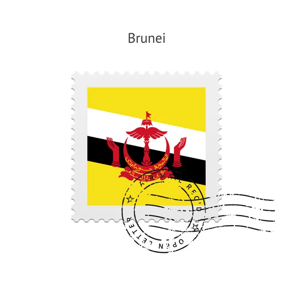 Brunei Flagge Briefmarke. — Stockvektor