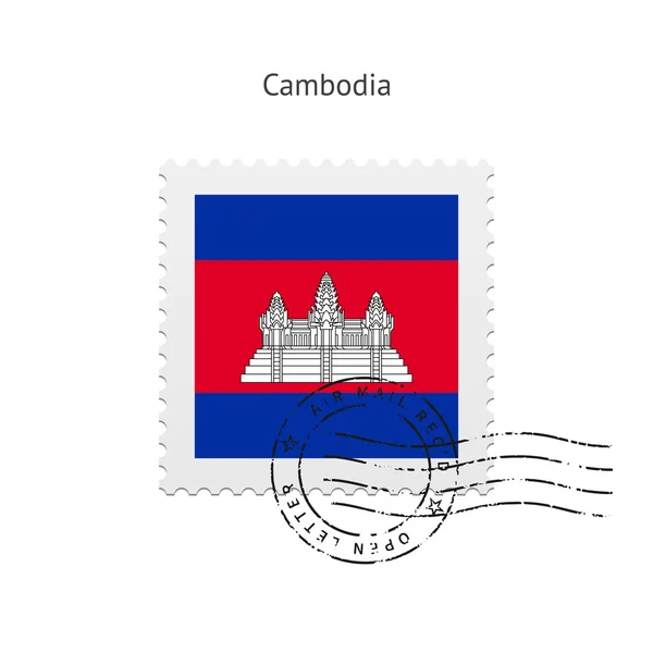 Bandera de Camboya Sello postal . — Vector de stock