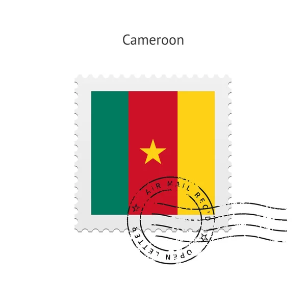 Drapeau Cameroun Timbre-poste . — Image vectorielle