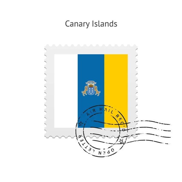 Bandera de Canarias Sello de franqueo . — Vector de stock