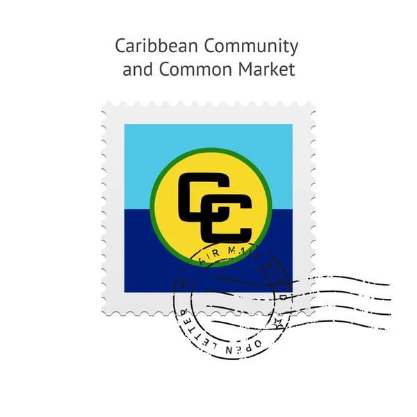 Caribbean Community and Common Market Flag Postage Stamp. — Stock Vector