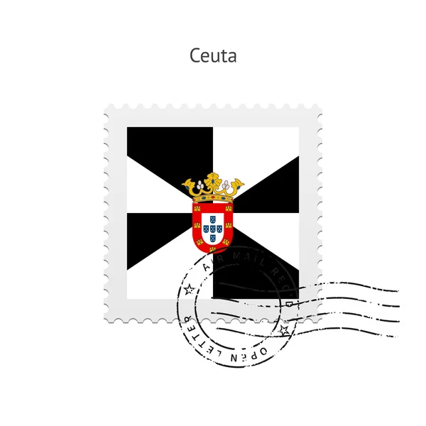 Bandeira de Ceuta Carimbo postal . —  Vetores de Stock