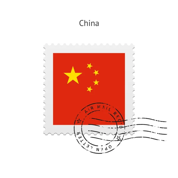 China Bandeira Carimbo postal . — Vetor de Stock