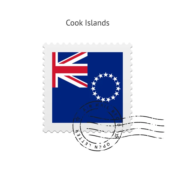 Cooköarnas flagga frimärke. — Stock vektor