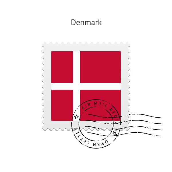 Dänemark-Flagge Briefmarke. — Stockvektor