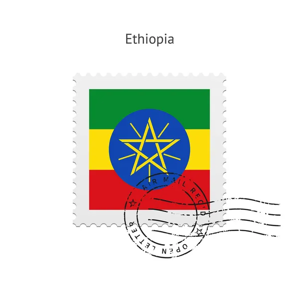 Ethiopië vlag postzegel. — Stockvector