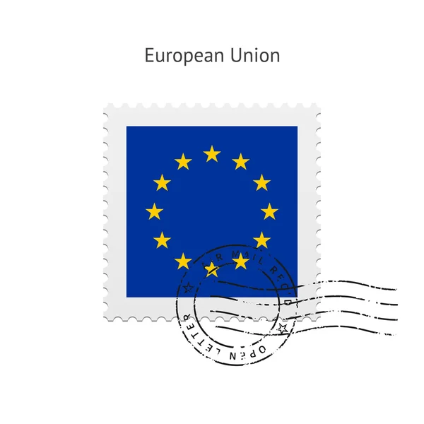 Bandera de la Unión Europea Sello postal . — Vector de stock