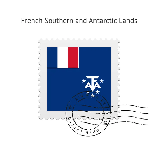 Bandera de las Tierras Antárticas y del Sur de Francia Sello postal . — Vector de stock