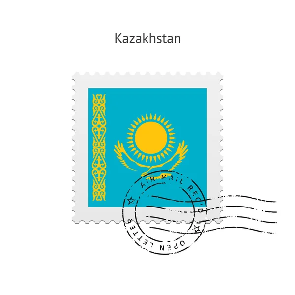 Timbro postale della bandiera del Kazakistan . — Vettoriale Stock