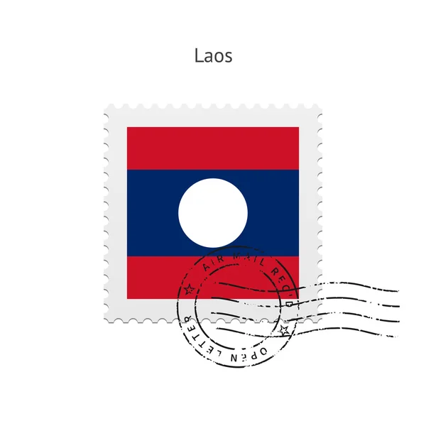 老挝国旗邮票Laos příznak poštovní známka. — 图库矢量图片