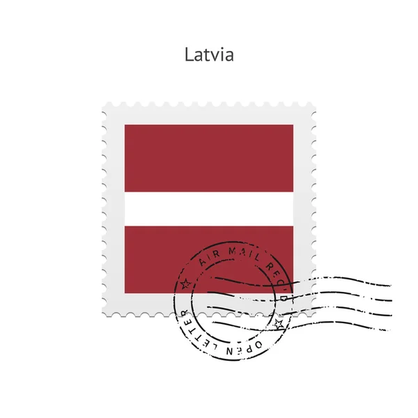 Letland vlag postzegel. — Stockvector