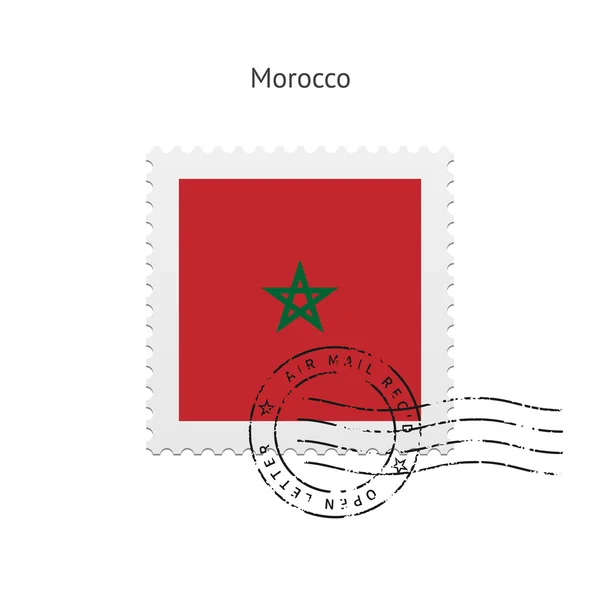 Bandera de Marruecos Sello postal . — Archivo Imágenes Vectoriales