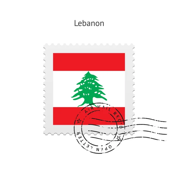 Briefmarke unter libanesischer Flagge. — Stockvektor