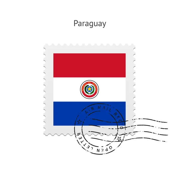 Briefmarke unter paraguayischer Flagge. — Stockvektor