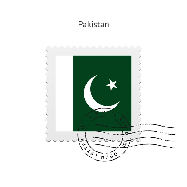 Timbro postale della bandiera pakistana . — Vettoriale Stock