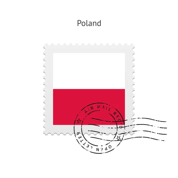 Polonia Bandera Sello postal . — Vector de stock