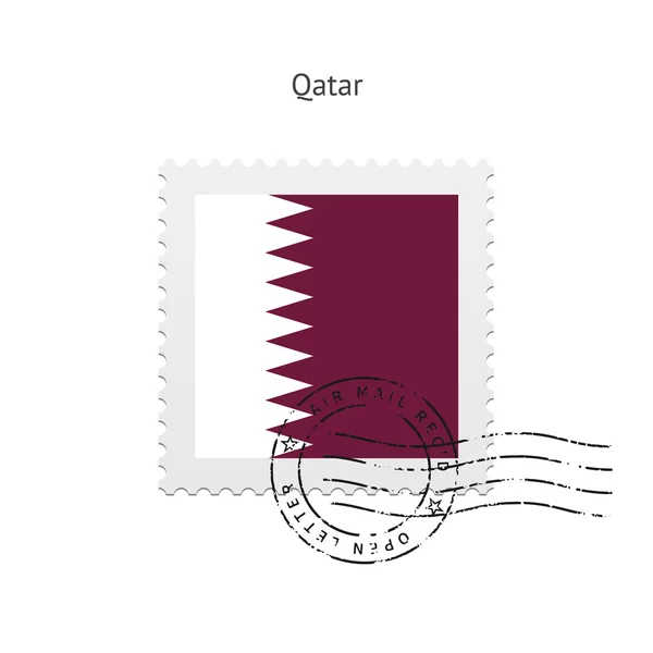 Katar-Flagge Briefmarke. — Stockvektor