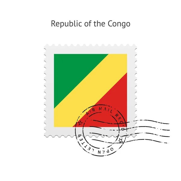 Republic of the Congo Flag Postage Stamp. — Stock Vector