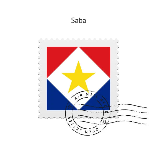 Saba Bandeira Carimbo postal . —  Vetores de Stock