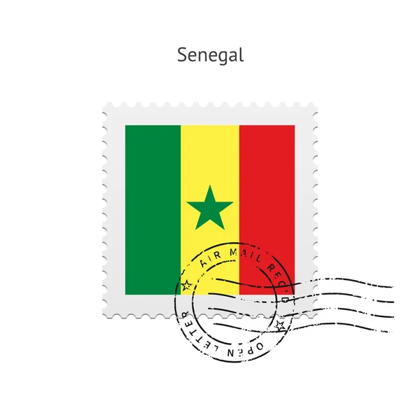 Timbro postale Bandiera Senegal . — Vettoriale Stock