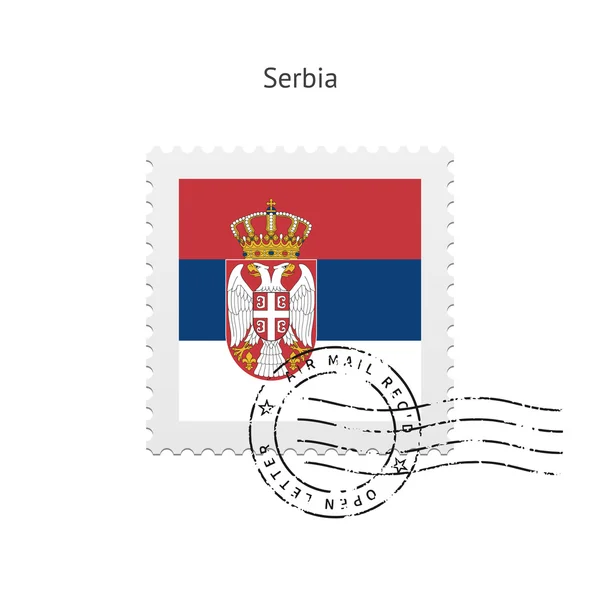 Servië vlag postzegel. — Stockvector