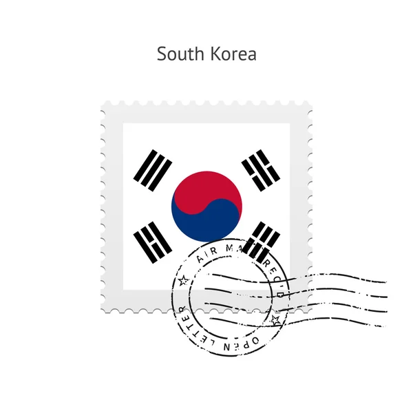 Bandeira da Coreia do Sul Carimbo postal . — Vetor de Stock