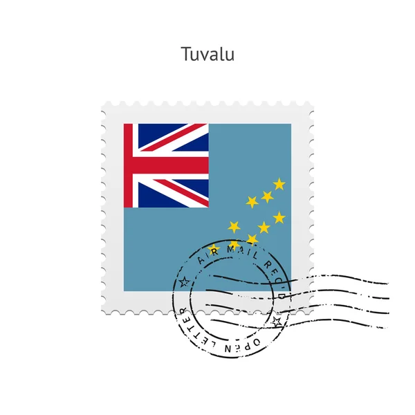 Timbro affrancatura bandiera Tuvalu . — Vettoriale Stock