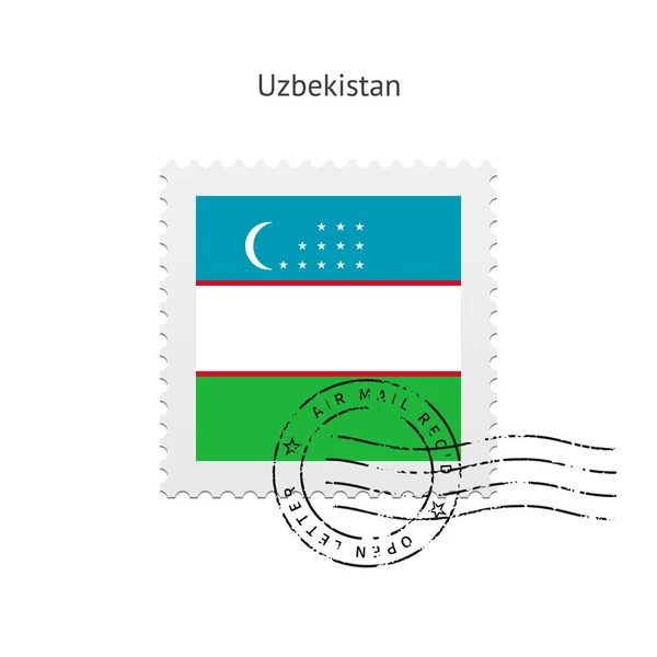 Timbro postale della bandiera dell'Uzbekistan . — Vettoriale Stock
