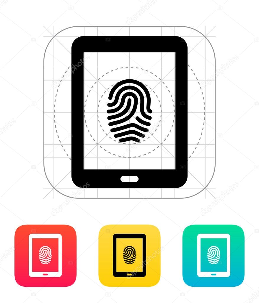 Tablet fingerprint icon.