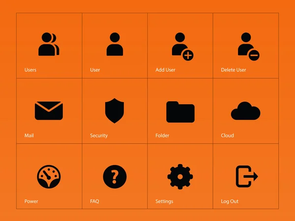 Піктограми облікового запису користувача на помаранчевому фоні . — стоковий вектор