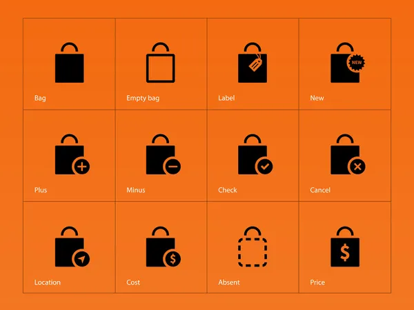 Значки для покупок на оранжевом фоне . — стоковый вектор