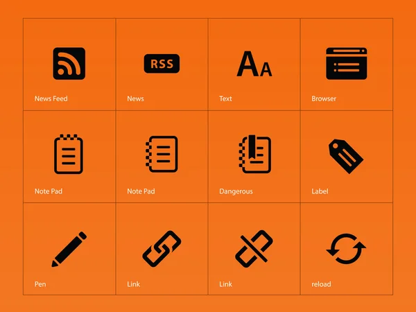 Ícones de blogueiro no fundo laranja — Vetor de Stock
