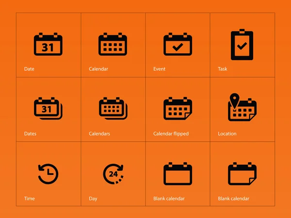 Iconos de calendario sobre fondo naranja . — Vector de stock