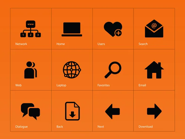 Иконки сети на оранжевом фоне . — стоковый вектор
