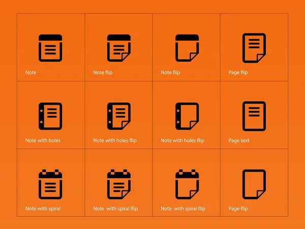 Anteckningar och fästis Ikonuppsättning. — Stock vektor