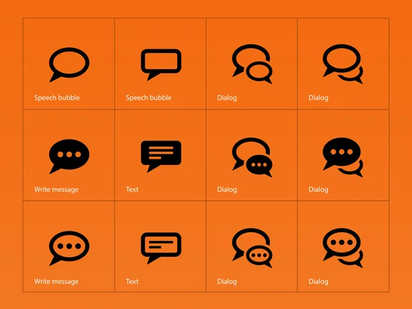 Speech bubble icons on orange background. — Stock Vector