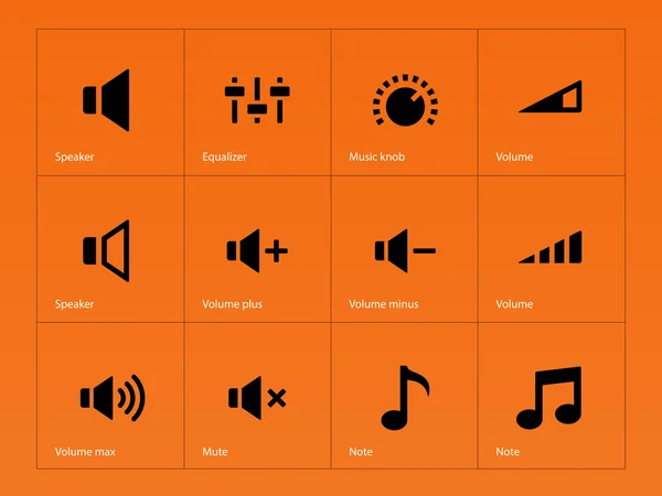 Lautsprecher-Symbole auf orangefarbenem Hintergrund. — Stockvektor