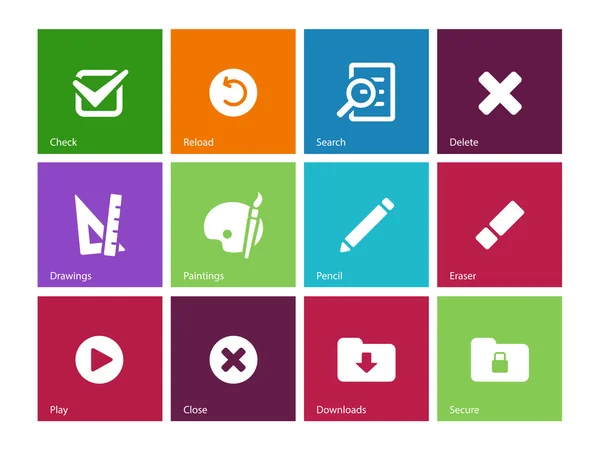 Iconos de interfaz de aplicación sobre fondo de color . — Vector de stock