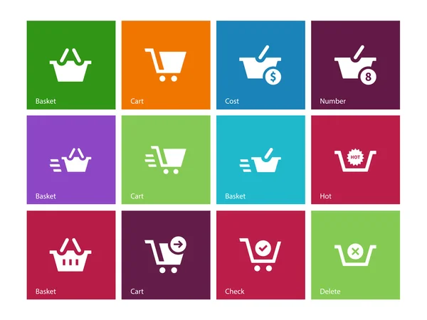 Iconos de caja en el fondo de color . — Vector de stock