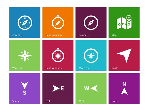 Compass icons on color background. — Stock Vector