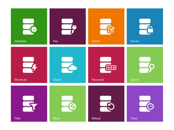 Database icons on color background. — Stock Vector