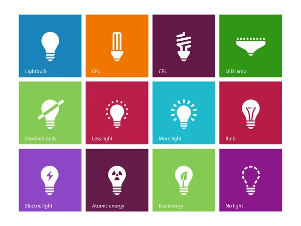 renkli arka plan üzerinde ve cfl ampul lamba simgeler.