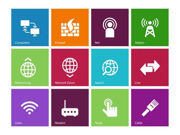 Iconos de conexión en red sobre fondo de color . — Archivo Imágenes Vectoriales