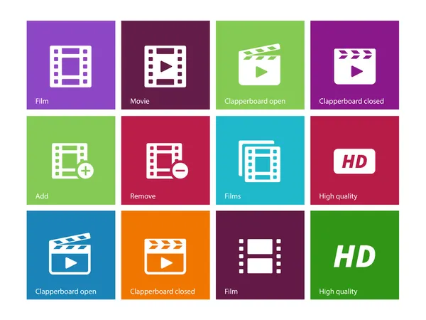 Iconos de vídeo sobre fondo de color . — Archivo Imágenes Vectoriales