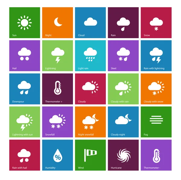 Weather icons on color background. — Stock Vector