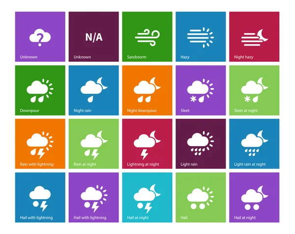 Ikony počasí na barvu pozadí. — Stockový vektor