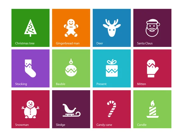 Iconos de Navidad sobre fondo de color . — Vector de stock