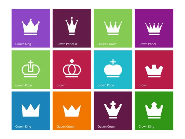 Crown icons on color background. — Stock Vector